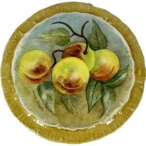 Hand Painted Peach Fruit Decorative Plate Wall Hanging Farm French Country